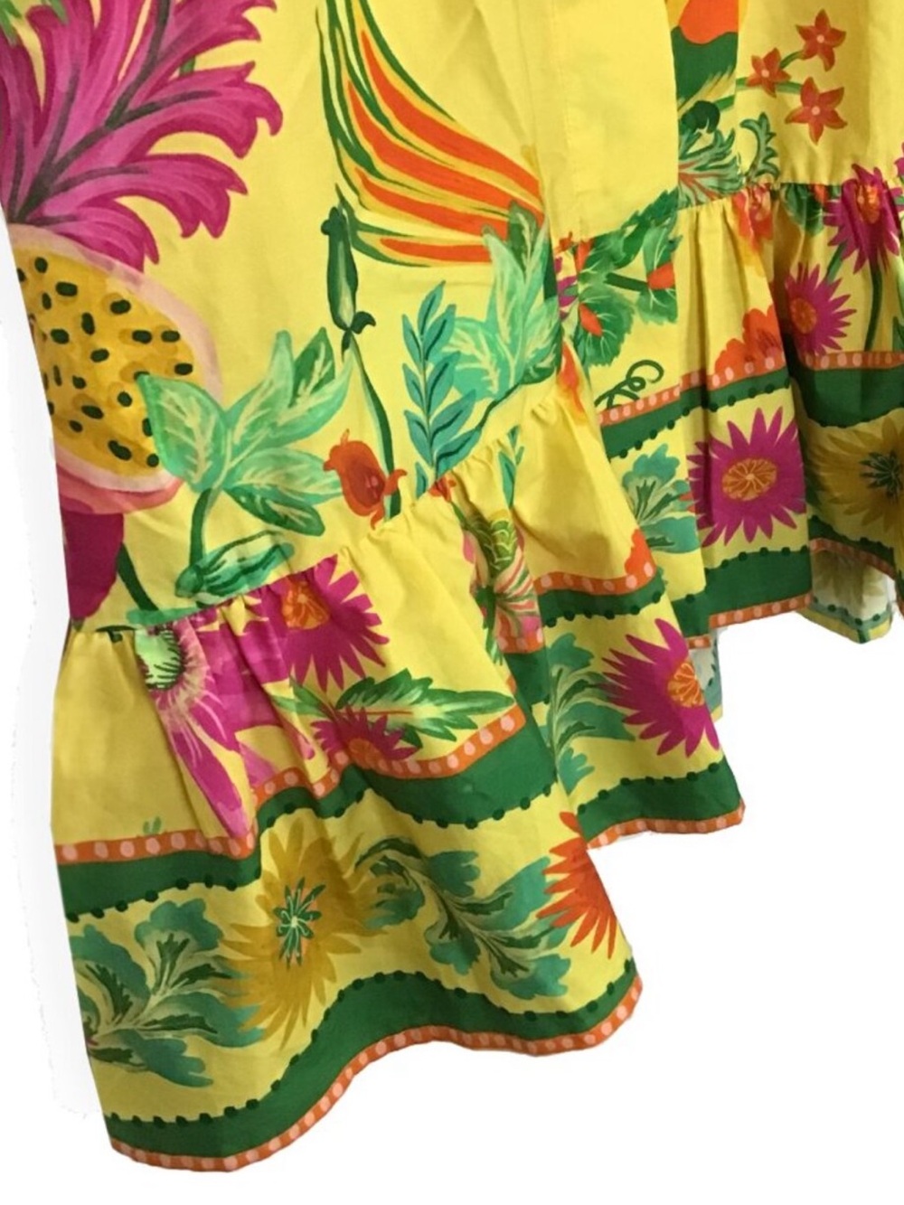 FARM Rio Yellow Delicate Fruit Garden Organic Cotton Mini Dress Size M NWOT - Picture 6 of 12